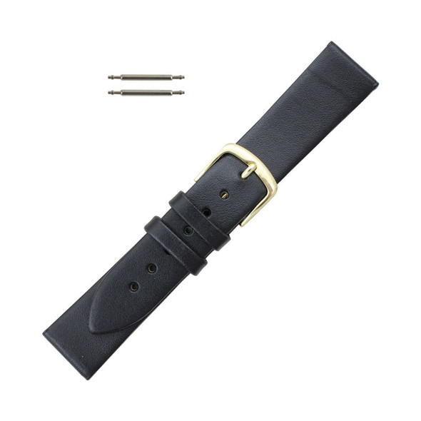 Hadley Roma 18mm Black Leather Watch Band 6 5/8 Inch Length