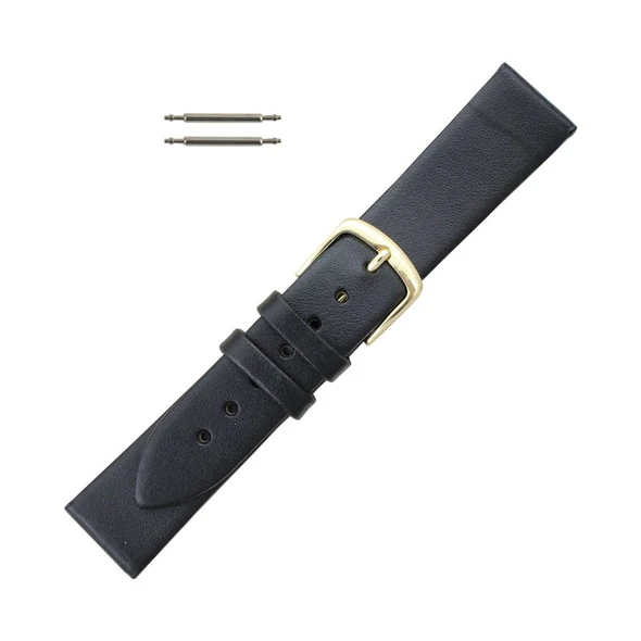 Hadley Roma 20mm Black Leather Watch Band 6 5/8 Inch Length