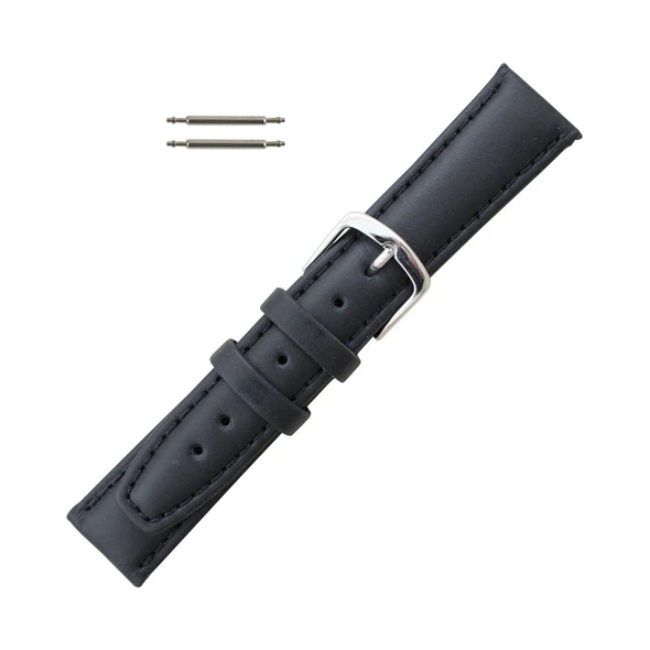 Hadley Roma Black 18mm Oil Tanned Leather Watch Band 6 9/16 Inch Length