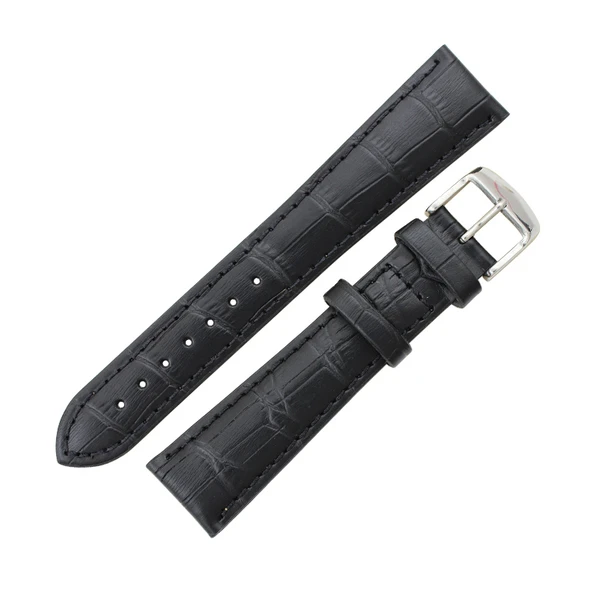 Hadley Roma 24mm Black Leather Watch Band Alligator Grain 8 5/8 Inch Length