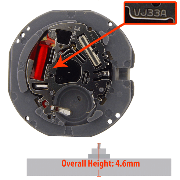 Quartz movement for Hattori Japan VJ33 watch