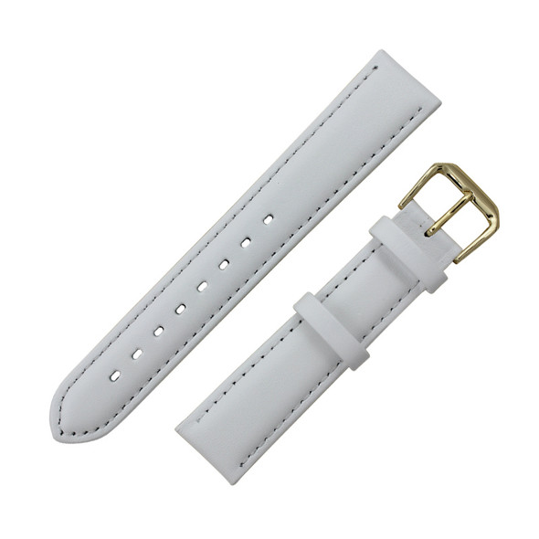 Watch Band 18mm Classic Calf  White Leather 7 1/2 Inch Length