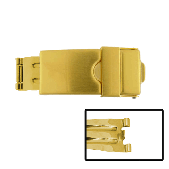 Gold plated tri-fold buckles watch band clasp with security catch
