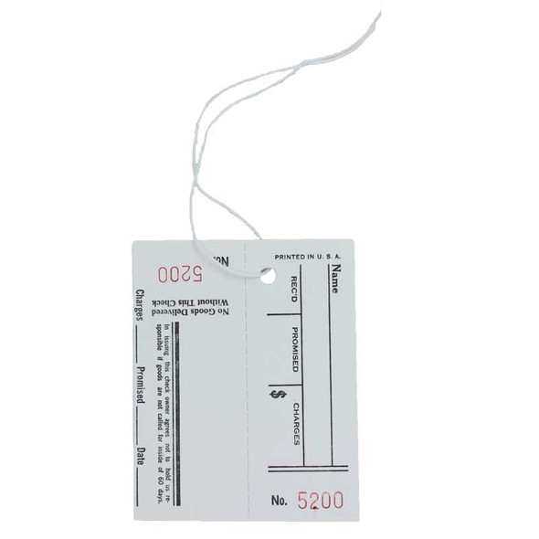Repair Job Tags with Claim Check Receipt