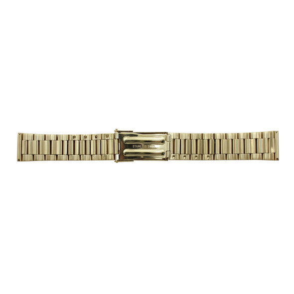 20 mm Yellow Gold Tone Metal Watch Band With Tri Fold Clasp