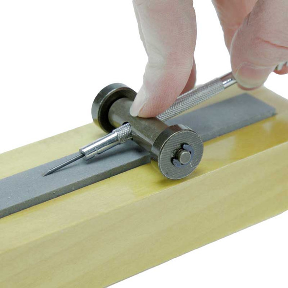 Sharpening Stone Mounted in Wood Base