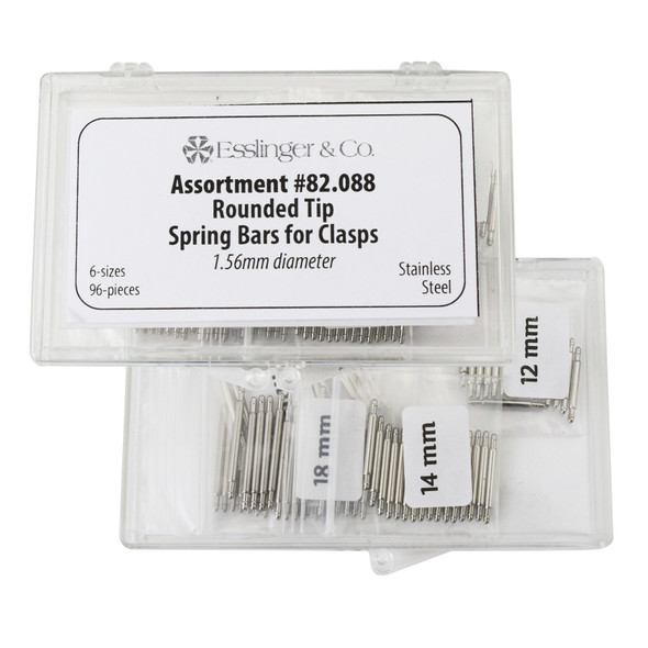 Rounded Tip Spring Bar Assortment for Watch Clasps 72 Pieces