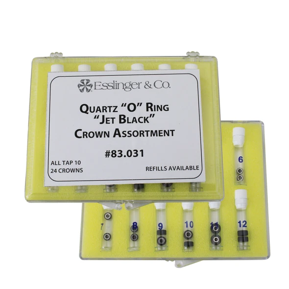 Watch Crowns Waterproof Quartz Jet Black Watch Crown Assortment (24 Pieces)