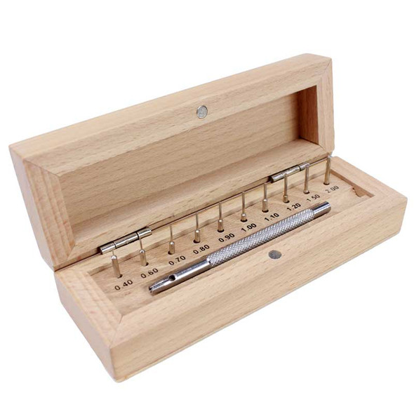 Watch Band Pin Pusher Set of 10 pins with Wood Box
