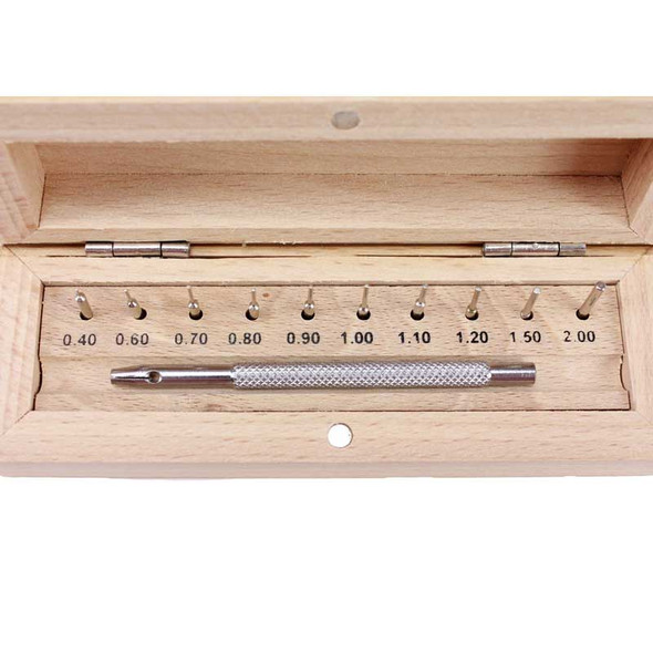 Watch Band Pin Pusher Set of 10 pins with Wood Box