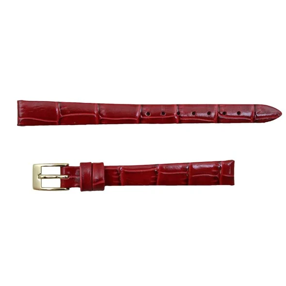 6mm Watch Band Red Leather Alligator Grain