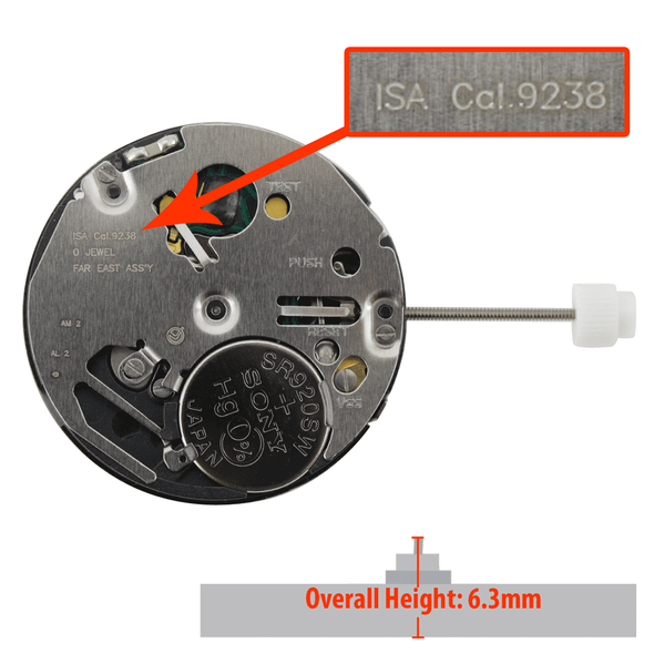 ISA Multifunction 5 Hand Quartz Watch Movement ISA9231/1890 Overall Height 6.2mm