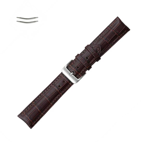 20mm Brown Gator Grain Curved Leather Watch Band