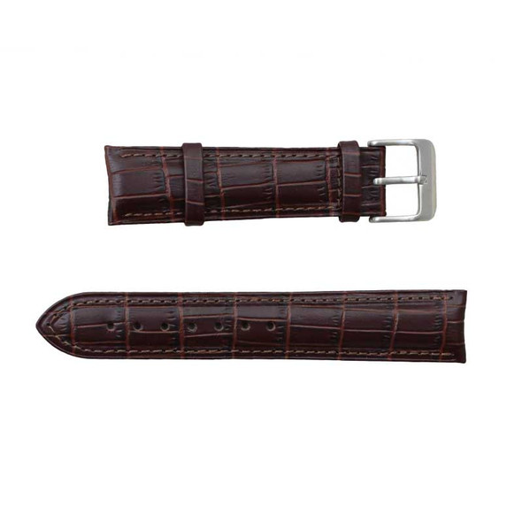 18mm Brown Gator Grain Curved Leather Watch Band