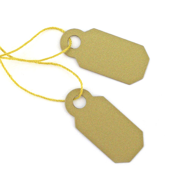 Arch Crown String Tags - 21mm x 9mm Gold Pkg of 250