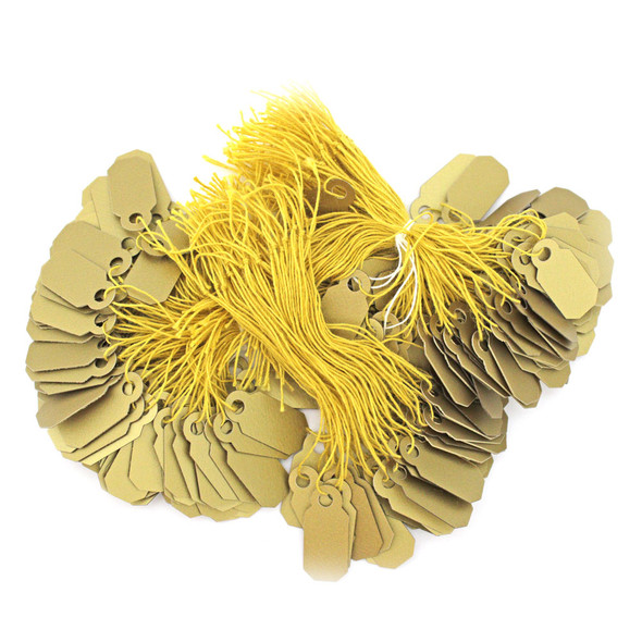Arch Crown String Tags - 21mm x 9mm Gold Pkg of 250