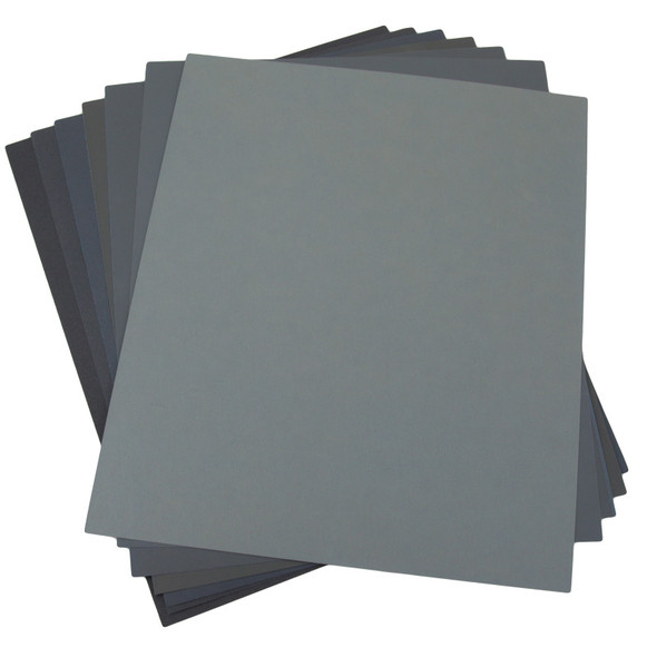 Jewelers Wet/ Dry Emery Sanding Paper 9" x 11" Assortment - 14 Sheets