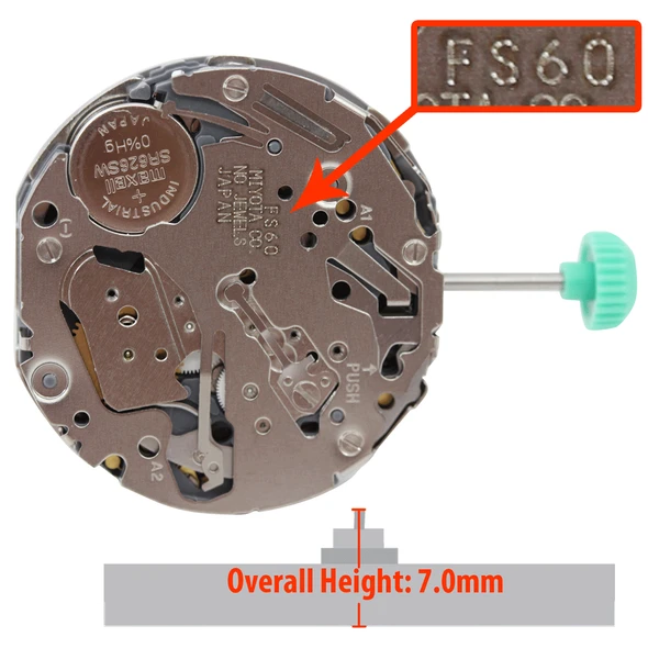Miyota/Citizen LTD Watch Movement FS60 Quartz Movements Overall Height 7.0mm