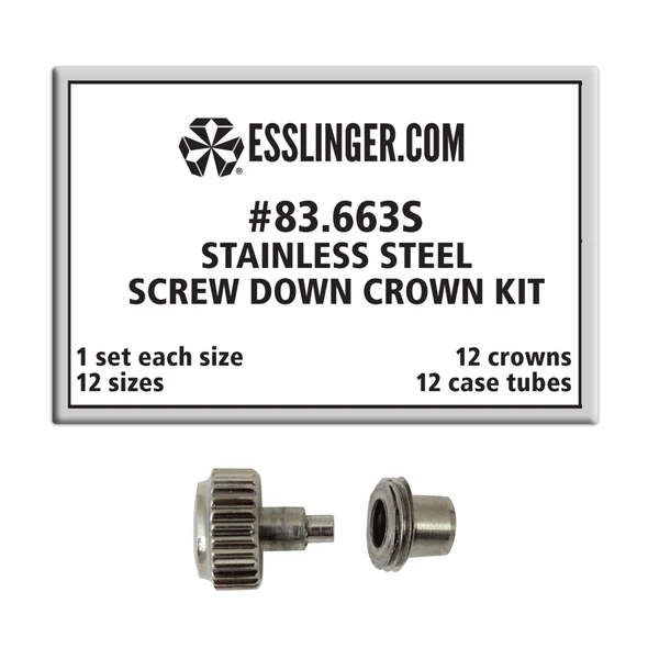 Screw Down Threaded Crown And Case Tube Kit Nickel Plated 12 Pieces