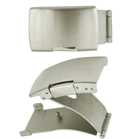 Trifold Stainless Steel Watch Band Clasp Single Side Button Style with Closed End Band Attachment
