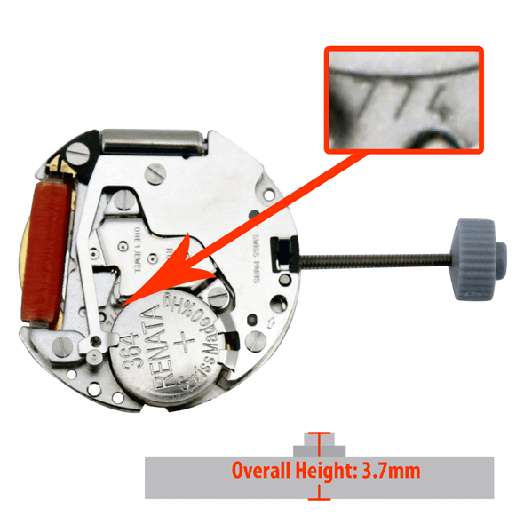 Harley Ronda 2 Hand Quartz Watch Movement HQ774-6 Date at 6:00 Overall Height 3.7mm