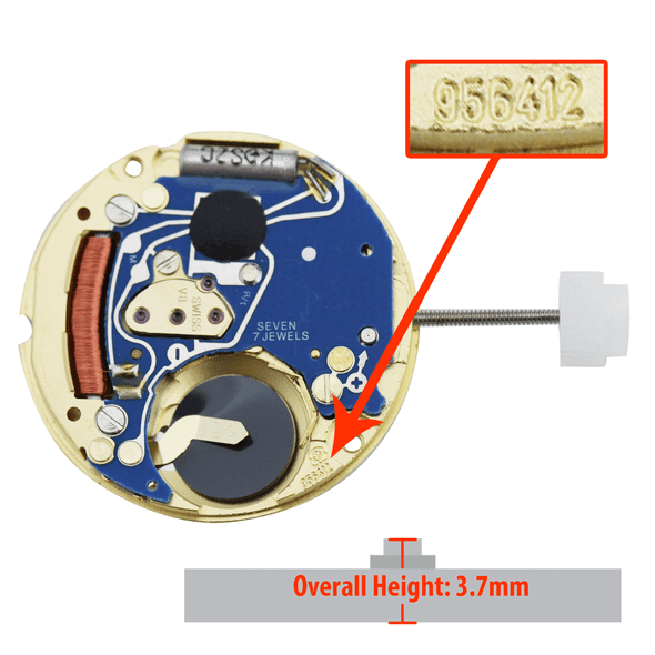 ETA 2 Hand Quartz Watch Movement 956.412-2 Overall Height 3.7mm