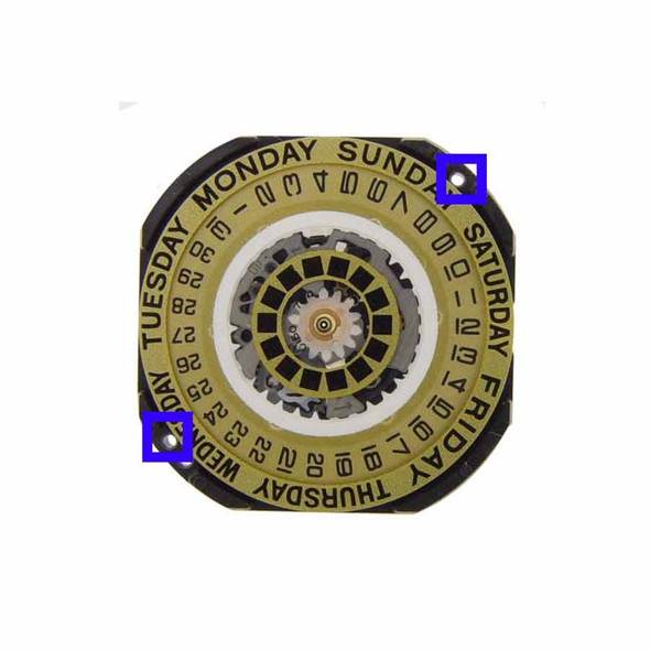 Hattori Japan 3 Hand Quartz Watch Movement VX44 Day and Date 3:00 Gold With Black Numbers Overall  Height 4.9mm