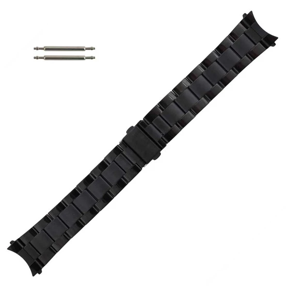 Black Metal Curved Watch Band with Multiple Ends 18 - 22 mm