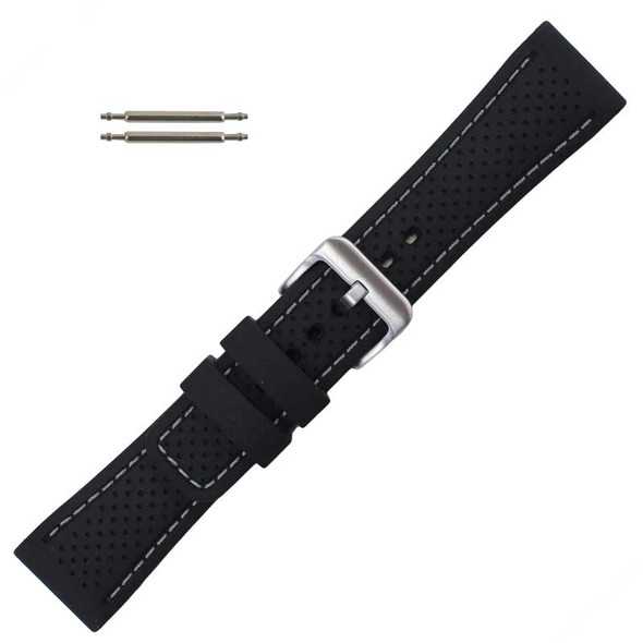 Black 24 mm Silicone Watch Band Sport Strap