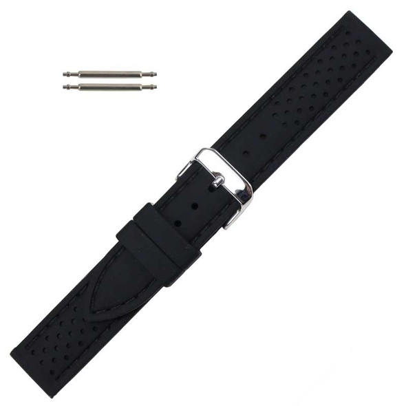Black 20 mm Silicone Watch Band Sport Strap