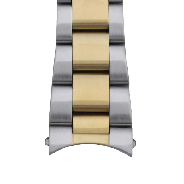 Metal Watch Band Men's Two Tone Multiple Curved Ends 18-20 MM