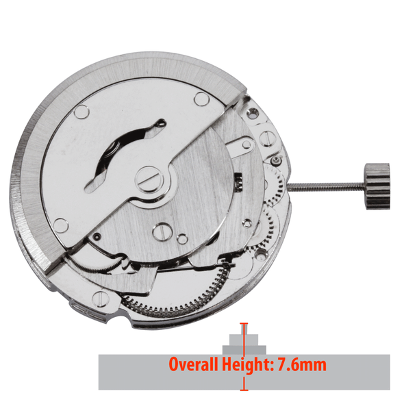 Chinese 3 Hand Automatic Watch Movement DG2806 Date at 3:00 Overall Height 7.6mm