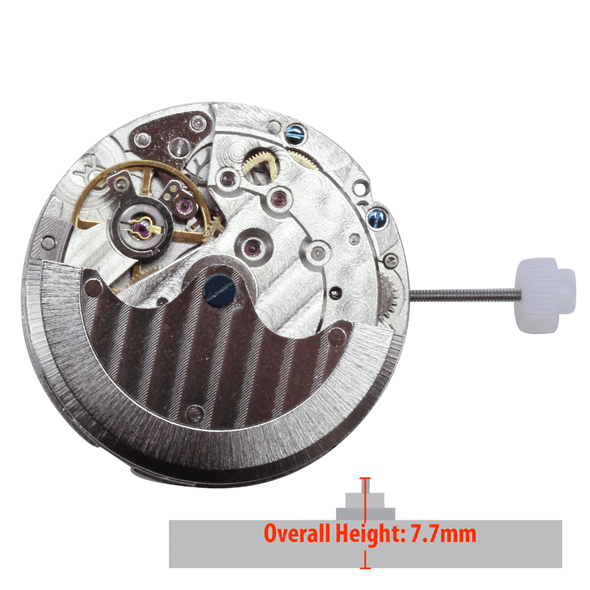 Chinese 3 Hand Automatic Mechanical Watch Movement DG2803 Day and Date at 6:00 Overall Height 7.7mm