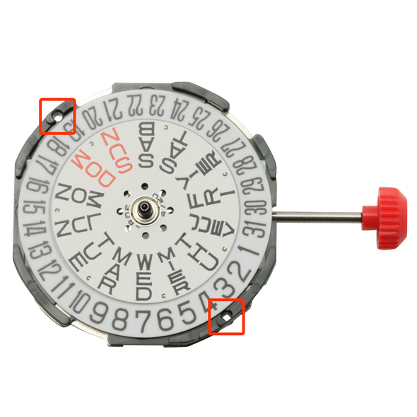 Miyota/Citizen LTD 3 Hand Quartz Watch Movement 2105-6 Day and Date at 6:00 Overall Height 5.9mm