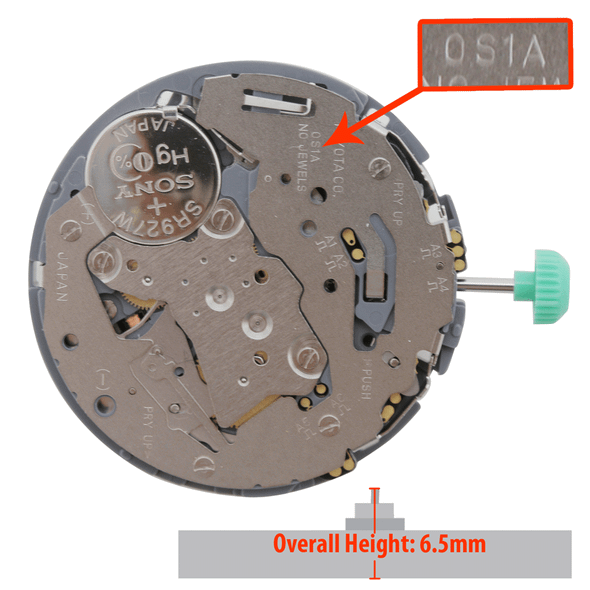 Miyota/Citizen LTD Quartz Watch Movement 0S1A Chronograph High Hand Height Overall Height 6.5mm