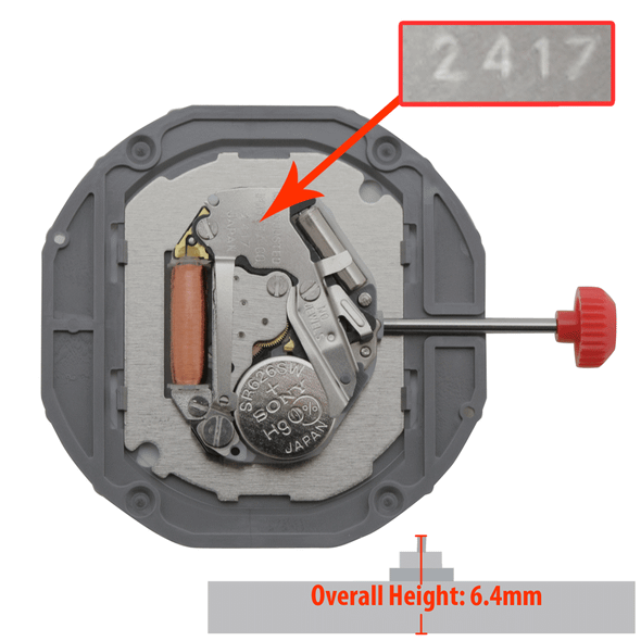 Miyota/Citizen LTD Quartz Watch Movement 2417 Date at 3:00 High Hand Post Overall Height 6.4mm