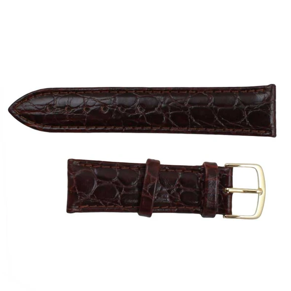 Hadley Roma Croco Grain Padded Stitched Watch Strap Brown 20 mm Extra Long