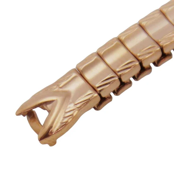 Metal Watch Band Ladies Rose Gold Tone Narrow Expansion V-End