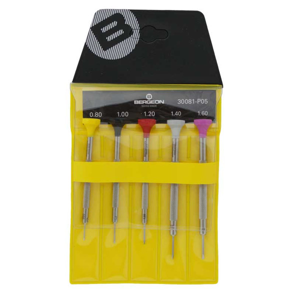 Bergeon Stainless Steel Screwdrivers - 5 Piece Set in Pouch