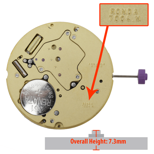 Harley Ronda 4 Hand Quartz Watch Movement HQ7004.N Multifunctions Retrograde and Big Date Overall Height 7.3mm