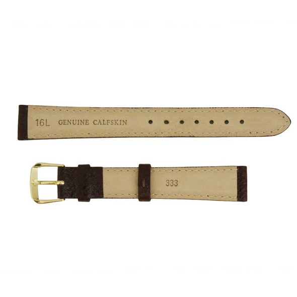 Leather Watch Strap 16MM Long Brown Polished Calf Style
