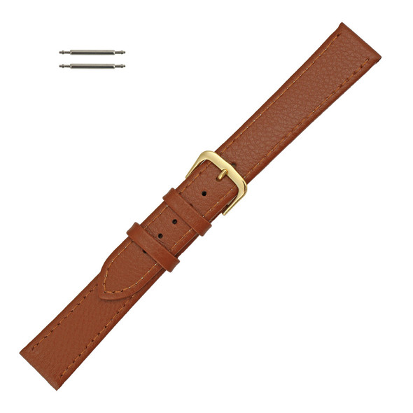 Leather Watch Strap 18mm Light Brown Flat Polished Calf Style 8 1/4 Inch Length