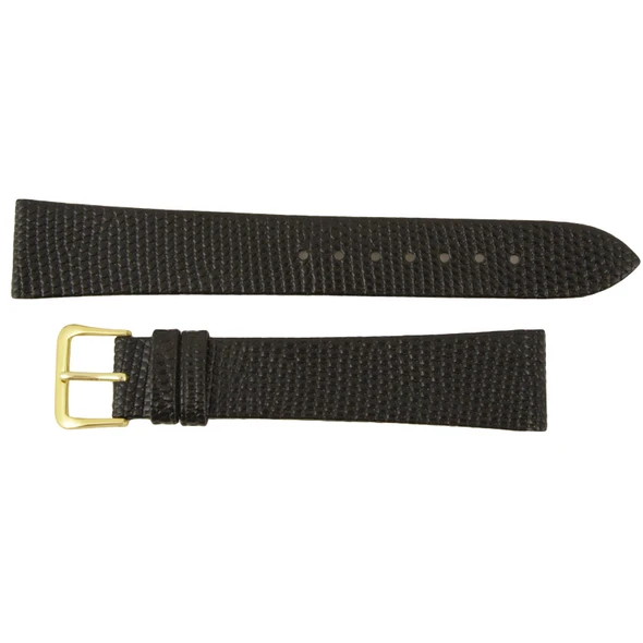 Leather Watch Band 20MM Black Long Lizard Grain