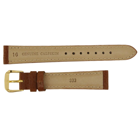 Leather Watch Strap 16MM Light Brown Polished Calf Style