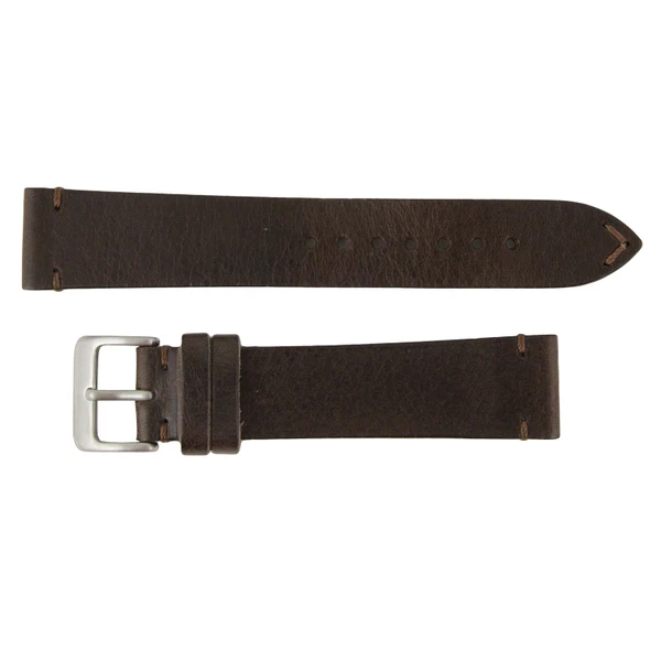 Brown Leather Watch Band Vintage Stitched 20MM