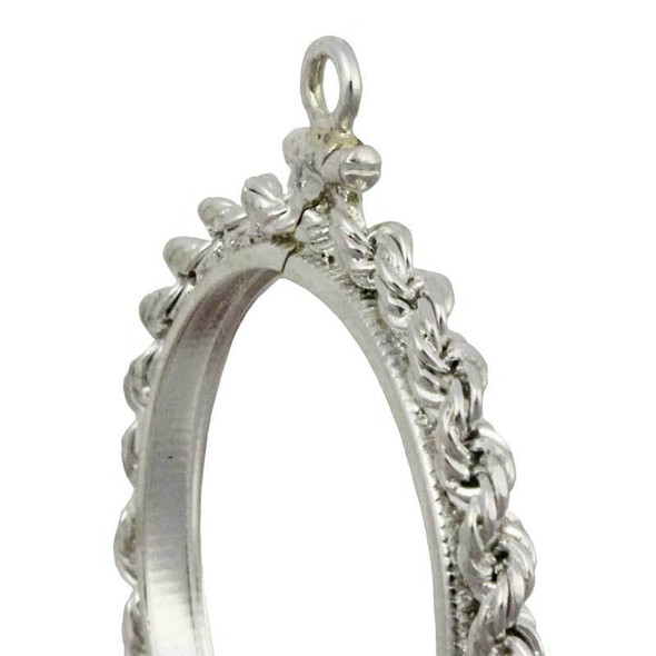 Coin Bezel AA Recovery Coin Sterling Silver Rope Edge Coin Frame Pendant