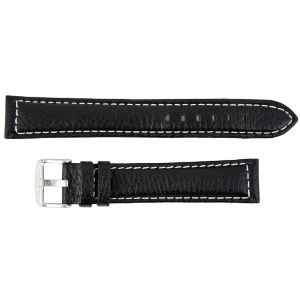 Extra Long Watch Band 24MM Black Leather Buffalo Chrono