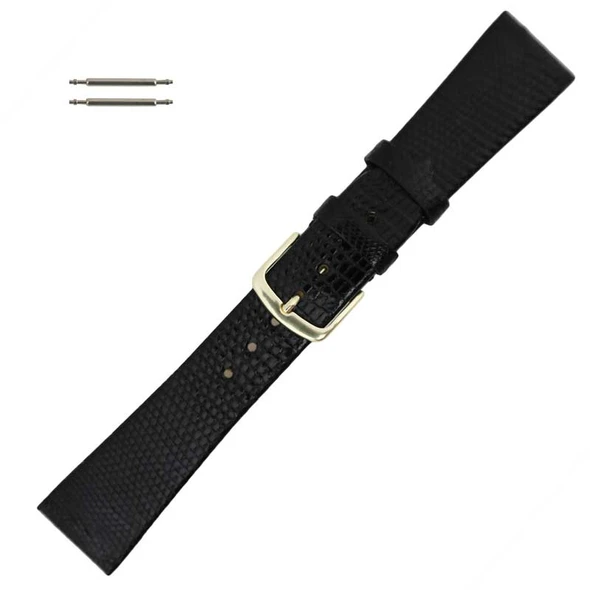 Hadley Roma Genuine Lizard Black Watch Strap 19mm Long
