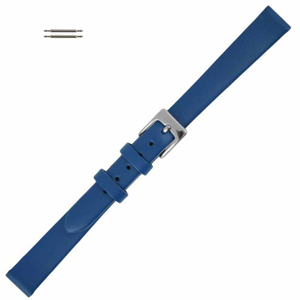 Blue Watch Band Long 12MM Leather Smooth Calf