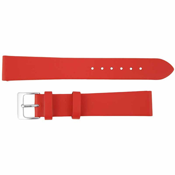 Red Leather Long Watch Band 20MM Smooth Calf